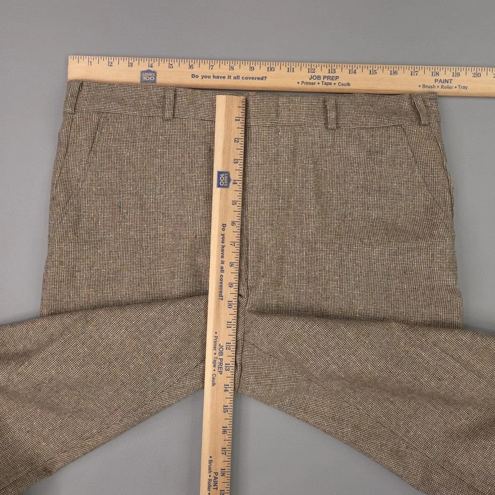 Gargini Pants Mens 36x30 Brown Flecked Wool Tweed Check Pleated Dress Trousers